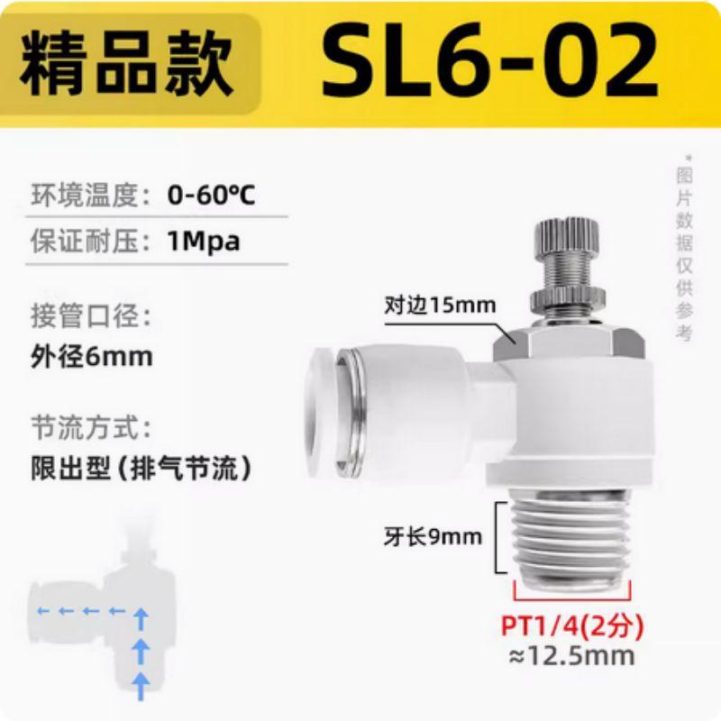 星浙氣動 SL白色單向節(jié)流調(diào)速閥，SL6-02 售賣規(guī)格：1個(gè)