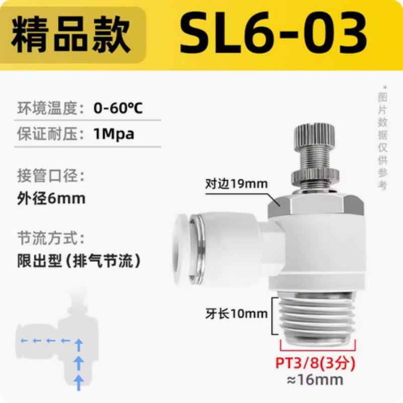 星浙氣動 SL白色單向節(jié)流調(diào)速閥，SL6-03 售賣規(guī)格：1個(gè)