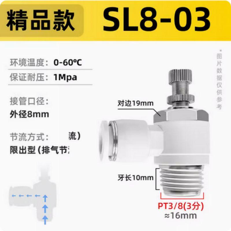 星浙氣動 SL白色單向節(jié)流調(diào)速閥，SL8-03 售賣規(guī)格：1個(gè)