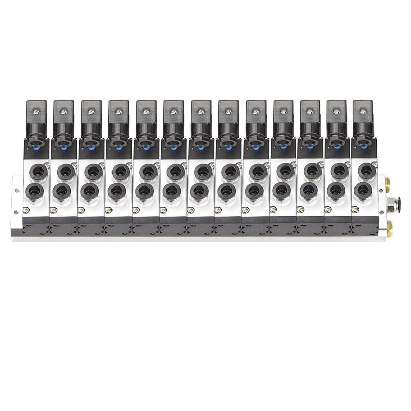 谦华智科 4V系列气动气缸控制汇流板电磁阀岛阀组，FD-4V310-10-DC24V-13F：13位，快插口10mm 售卖规格：1个