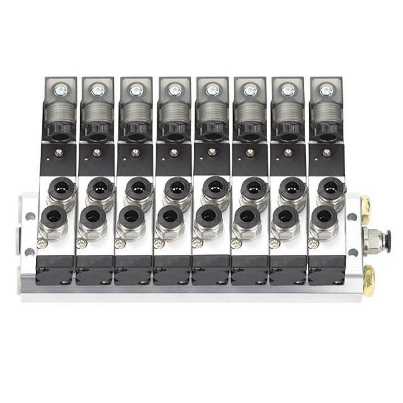 谦华智科 4V系列气动气缸控制汇流板电磁阀岛阀组，FD-4V110-06-AC220V-8F：8位，快插口6mm 售卖规格：1个