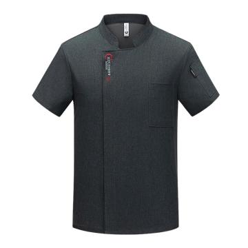 英格杰家 短袖厨师工作服，TL1682，灰色,M 印制需咨询，定制logo另外收费 售卖规格：1件