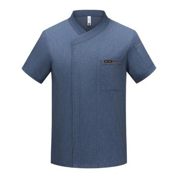 英格杰家 夏季厨师工作服套装高档短袖，TL1696，牛仔蓝,XL 售卖规格：1件