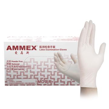 爱马斯/AMMEX 一次性橡胶手套，TLFVMD46100 经济型，无粉掌麻，L，100只/盒 售卖规格：100只/盒