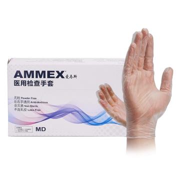 爱马斯/AMMEX 一次性PVC手套，GPX3M42100 无粉光面，S，100只/盒 10盒/箱 售卖规格：1箱