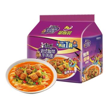 康师傅 方便面，老坛酸菜牛肉面五连包（组）*6 新老包装随机发货 售卖规格：6组/箱