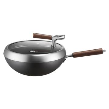 蘇泊爾/SUPOR 有鈦不粘鐵鍋無涂層少油煙炒鍋，CC32YT1 規(guī)格32cm,適用燃?xì)怆姶艩t,平底 售賣規(guī)格：1個(gè)