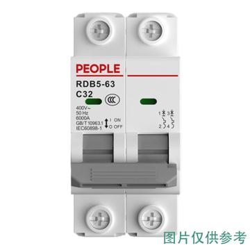 人民电器 小型断路器，101001043020007 RDB5-63 C20 2P 售卖规格：1个