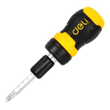 得力 两用棘轮螺丝批6/PH2x80mm铬钒(黄)，DL626010 售卖规格：1把
