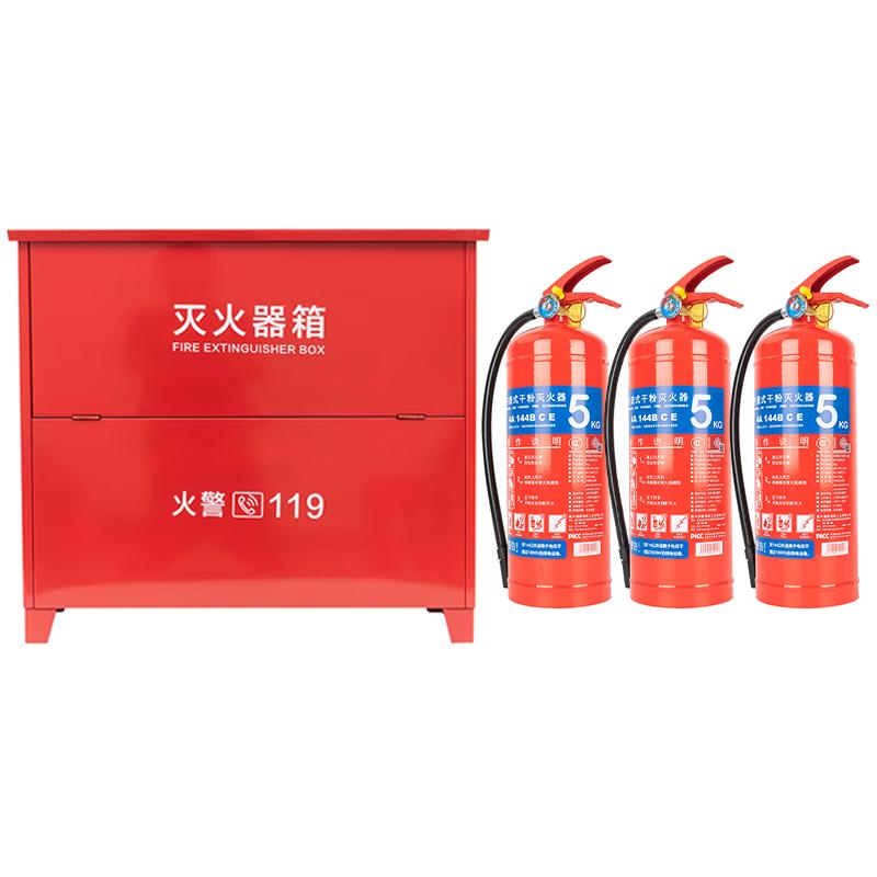 轰烈 铁质灭火器箱套装，0.8mm，含王龍5kg干粉灭火器*3具，6#+MF/ABCE5I 红色 售卖规格：1套