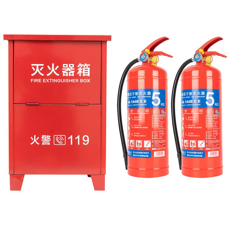 轰烈 铁质灭火器箱套装，0.8mm，含王龍5kg干粉灭火器*2具，9#+MF/ABCE5I 红色 售卖规格：1套