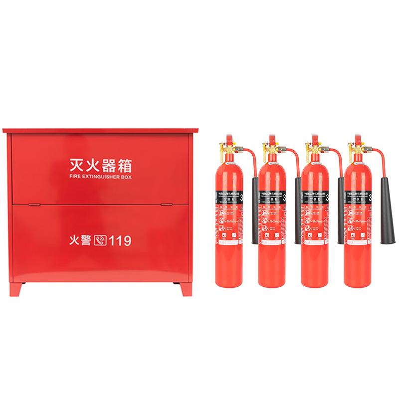 轰烈 铁质灭火器箱套装，0.8mm，含王龍3kg二氧化碳灭火器*4具，G4#+MT/BE3 红色 售卖规格：1套