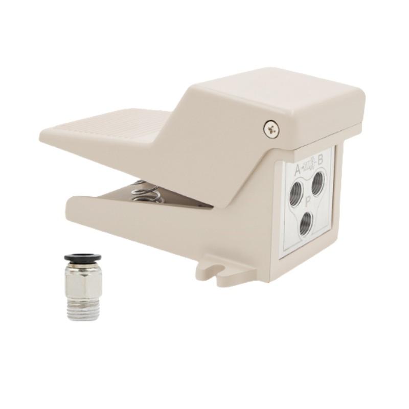 谦华智科 铝合金气动脚踩开关换向控制脚踏阀，4F210-08L+PC10-02 带锁，二位五通，进出气孔内丝PT1/4" 售卖规格：1个