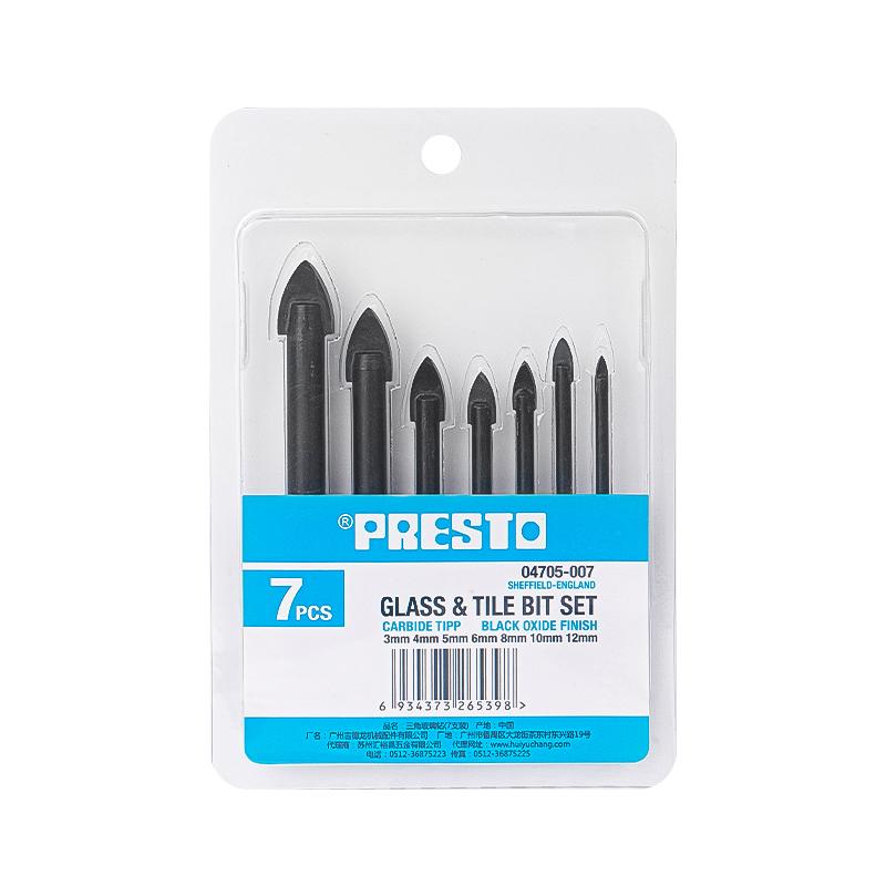 百事通 (PRESTO)三角玻璃钻头3.0mm/4.0mm/5.0mm/6.0mm/8.0mm/10mm/12mm(7支装)，04705-007 售卖规格：7支/支