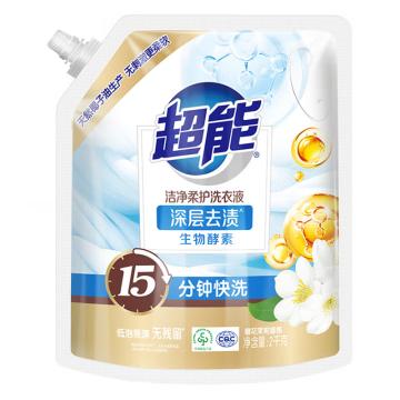 超能 洁净柔护洗衣液，鲜艳亮丽2kg（升级款） 售卖规格：1袋