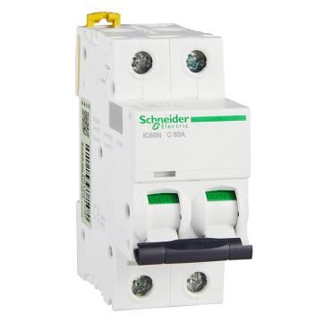 施耐德 微型斷路器 iC65N(A9) 2P 63A C型，A9F18263 售賣規(guī)格：1個(gè)