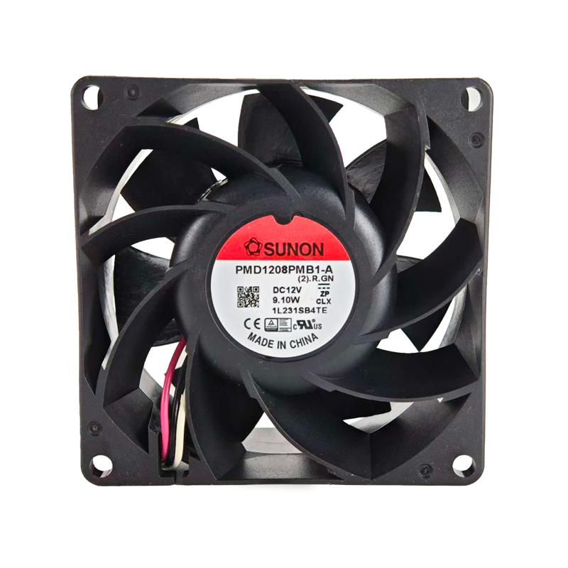 建准/SUNON 散热风机，PMD1208PMB1-A(2).R.GN 黑色塑料边框、黑色塑料扇叶、DC风机、滚珠导线、电压12V 售卖规格：1台