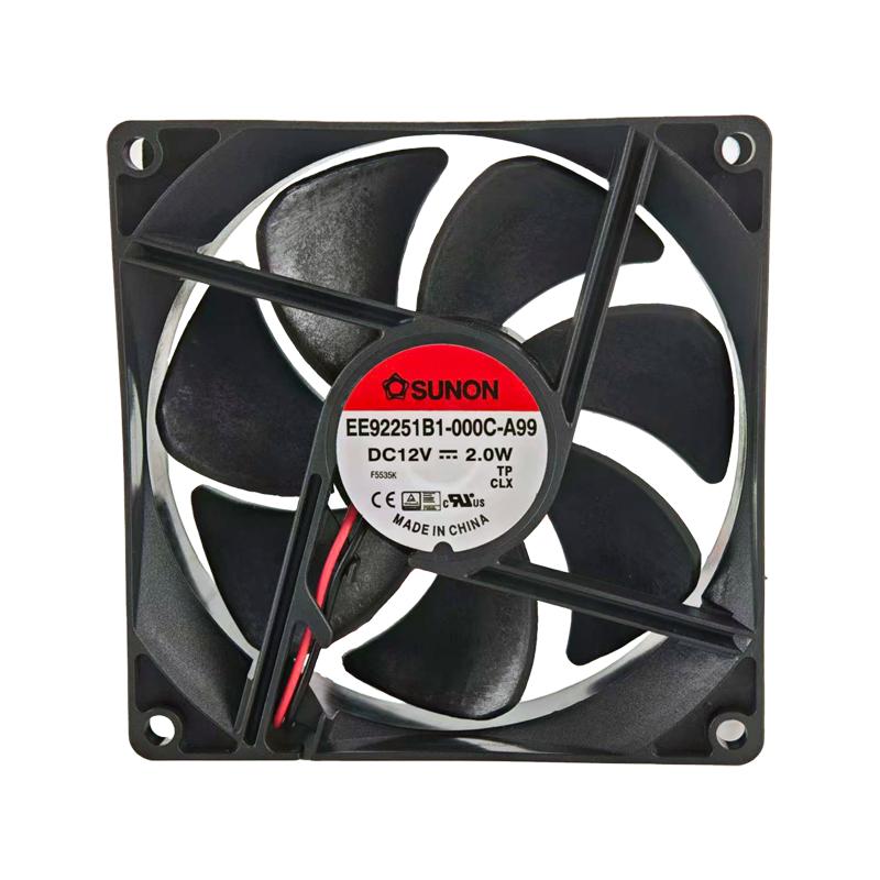建准/SUNON 散热风机，EE92251B1-000C-A99 黑色塑料边框、黑色塑料扇叶、DC风机、滚珠导线、电压12V 售卖规格：1台