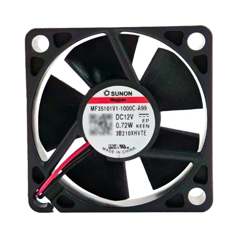 建准/SUNON 散热风机，MF35101V1-1000C-A99 黑色塑料边框、黑色塑料扇叶、DC风机、含油导线、电压12V 售卖规格：1台