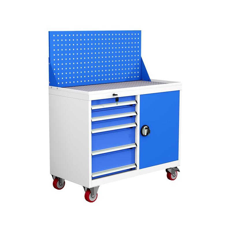 尔迈 移动工具柜左五抽右单门蓝白1000×500×1280mm，EM-GJG-22 售卖规格：1台