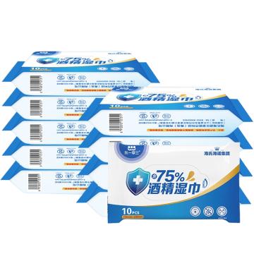 海氏海诺 75%酒精湿巾\10抽/包 10包/组 150*180mm，150*180mm 售卖规格：1组