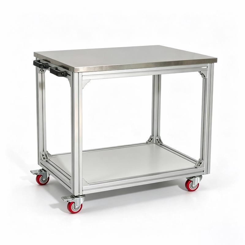 凡礼格 可移动工作台 双层+不锈钢台面120x60x75，FLG-BXGZ04 售卖规格：1台