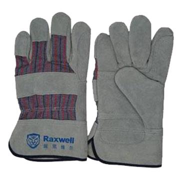 Raxwell 加固款牛皮半皮手套，RW2513 条纹背布，掌心加固，12副/袋（12的倍数下单） 售卖规格：1双