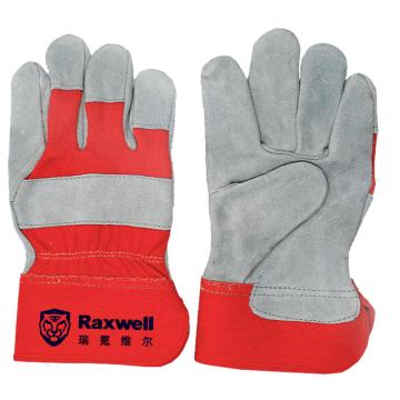 Raxwell 标准款牛皮半皮手套，RW2511 橙色背布，12副/袋 售卖规格：1双