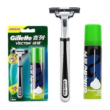 吉列/Gillette 威锋手动剃须刀，1刀架1刀头+剃须泡50g 售卖规格：1套